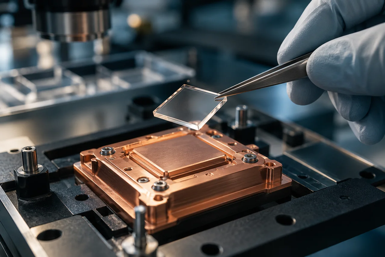 Plaque de diamant de laboratoire pour un module électronique · illustration IA